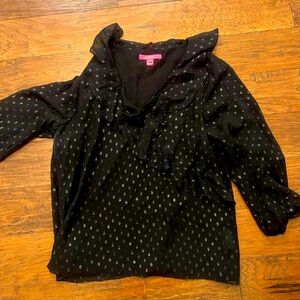 NWOT Lilly Pulitzer olenna silk and lined polka dot ruffle sparkly top.